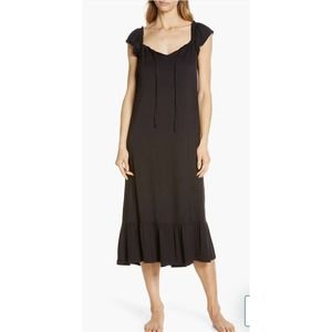 NORDSTROM MOONLIGHT RUFFLE NIGHTGOWN IN BLACK SIZE S TENCEL MODAL